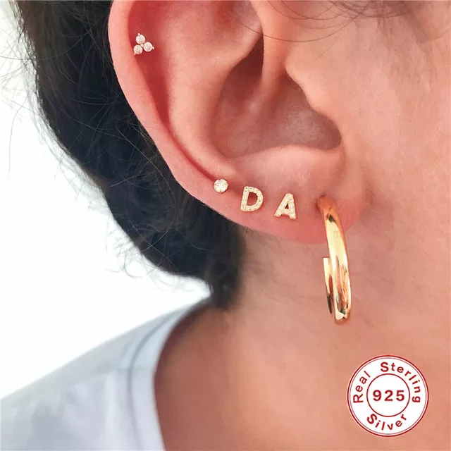 Initial Stud Earrings