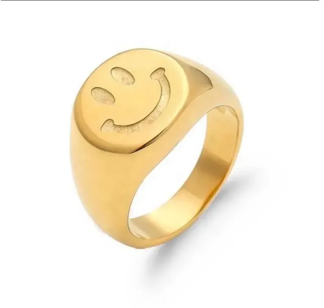 Happy face gold ring sales